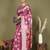 Rose pink floral linen cotton saree with zari border and digital printed pallu