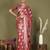 Rust floral linen cotton saree with zari border and digital printed pallu