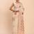 off white linen cotton saree with woven pallu butta work and tassels