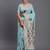 sky blue linen cotton saree with woven pallu butta work and tassels
