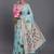 sky blue linen cotton saree with woven pallu butta work and tassels