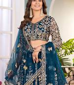 blue Designer Wedding Lehenga Choli