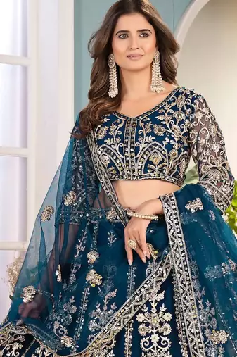 blue Designer Wedding Lehenga Choli