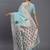 sky blue linen cotton saree with woven pallu butta work and tassels