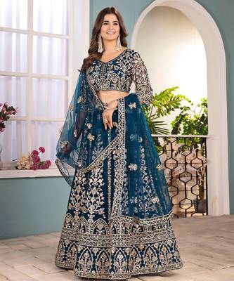 blue Designer Wedding Lehenga Choli 4