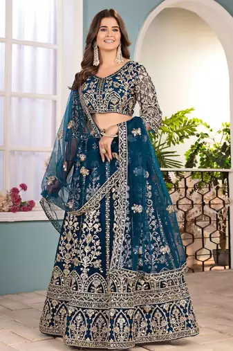 blue Designer Wedding Lehenga Choli