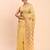 yellow linen cotton saree with woven pallu butta work and tassels