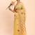 yellow linen cotton saree with woven pallu butta work and tassels