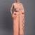 peach linen cotton saree with woven pallu butta work and tassels