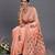 peach linen cotton saree with woven pallu butta work and tassels