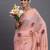 light pink linen cotton saree with woven pallu butta work and tassels