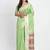 Light green linen saree with multicolor weaving and zari pallu