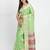 Light green linen saree with multicolor weaving and zari pallu