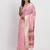 Light pink linen saree with multicolor weaving and zari pallu