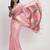 Light pink linen saree with multicolor weaving and zari pallu