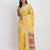 Yellow linen saree with multicolor weaving and zari pallu