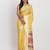 Yellow linen saree with multicolor weaving and zari pallu