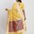 Yellow linen saree with multicolor weaving and zari pallu