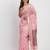 Light pink linen saree with multicolor weaving and zari pallu