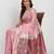 Light pink linen saree with multicolor weaving and zari pallu