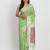 Light green linen saree with multicolor weaving and zari pallu