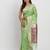 Light green linen saree with multicolor weaving and zari pallu
