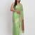 Light green linen saree with multicolor weaving and zari pallu