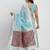Sky blue linen saree with multicolor weaving and zari pallu