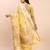 Yellow linen saree with multicolor weaving and zari pallu