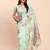 Sky blue linen saree with multicolor weaving and zari pallu