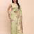 Light green linen saree with multicolor weaving and zari pallu