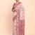 cream linen cotton saree with purple pallu and contrast blouse piece