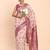 cream linen cotton saree with purple pallu and contrast blouse piece