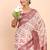 cream linen cotton saree with purple pallu and contrast blouse piece