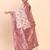 cream linen cotton saree with purple pallu and contrast blouse piece
