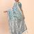 cream linen cotton saree with sky blue pallu and contrast blouse piece