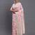 cream linen cotton saree with light pink pallu and contrast blouse piece