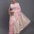 cream linen cotton saree with light pink pallu and contrast blouse piece