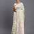 cream linen cotton saree with light green pallu and contrast blouse piece
