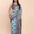 blue linen cotton patola saree with blouse piece