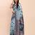 blue linen cotton patola saree with blouse piece