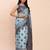 blue linen cotton patola saree with blouse piece