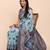blue linen cotton patola saree with blouse piece