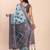 blue linen cotton patola saree with blouse piece