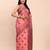 peach linen cotton patola saree with blouse piece