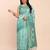 sea green linen cotton patola saree with blouse piece