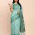 sea green linen cotton patola saree with blouse piece