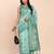 sea green linen cotton patola saree with blouse piece