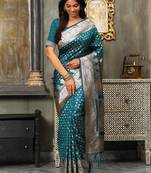 sea green pure kanjivaram silk blend saree