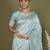 sky blue cotton saree with golden zari work